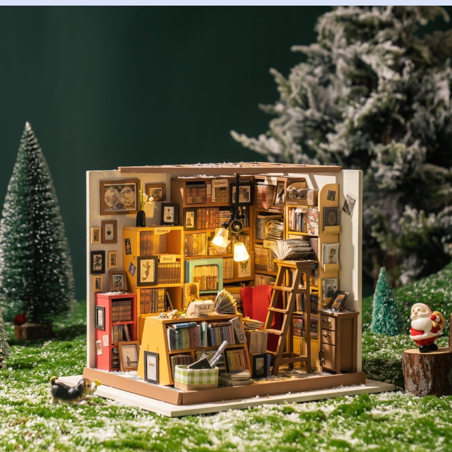Rolife DIY Miniature House Kit Sam's Study, Tiny House Kit for Adults to Build, Mini House Making Kit with Furnitures, Halloween/Christmas Decorations/Gifts for Family and Friends (Sam's Bookstore)