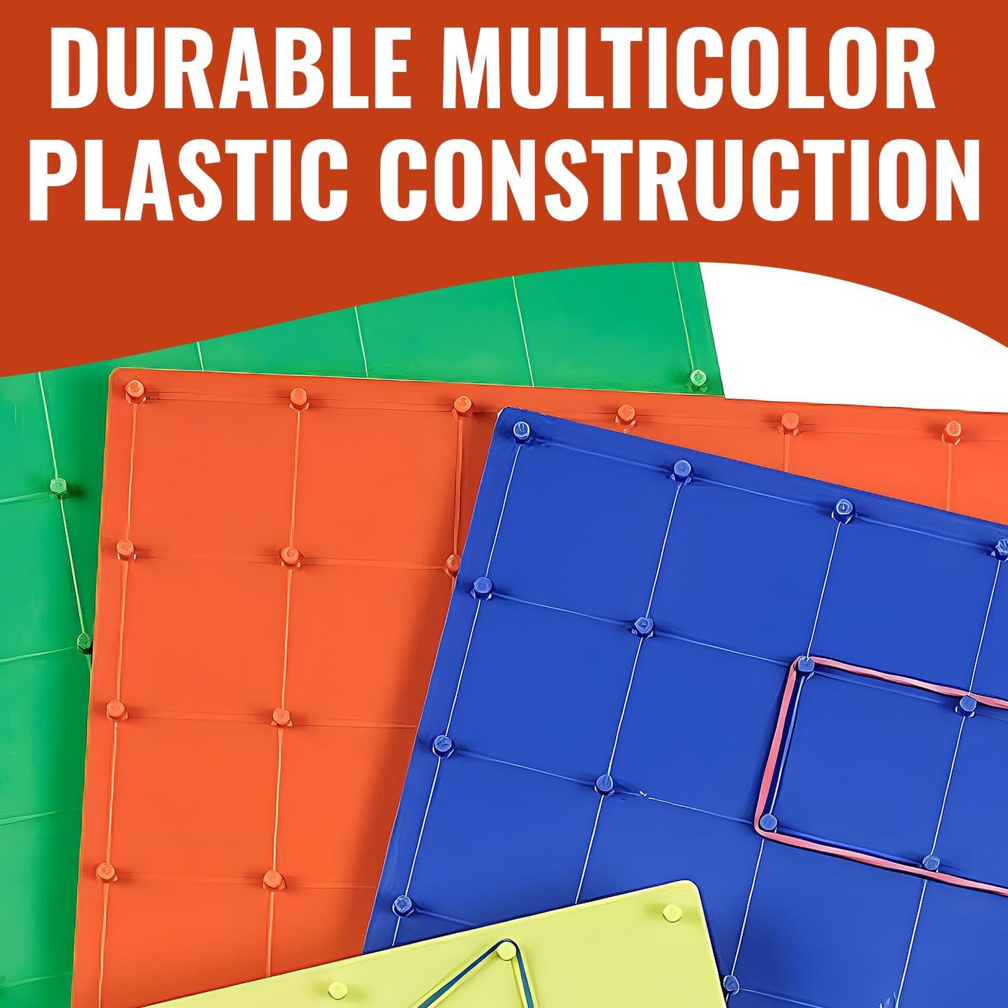 Fun Express 8" x 8" Geoboard Multicolor Plastic Math Manipulatives – 12 Pc.