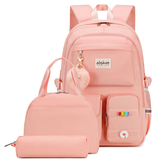 abshoo School Backpack for Girls Bookbag with Lunch Bag Teen Girls School Bag Travel Daypack (Peach Pink)