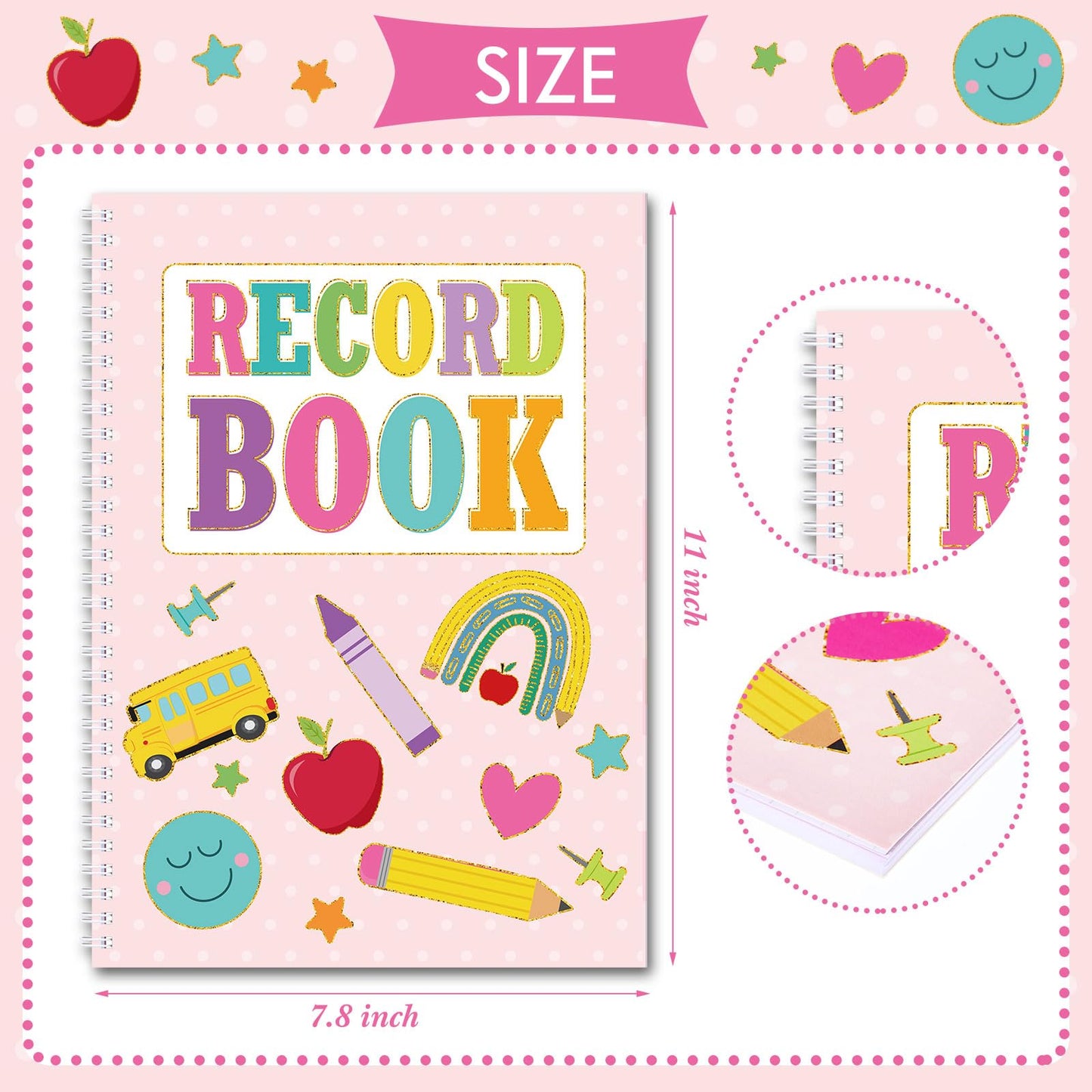 Fuyoooo Teacher Record Book Teacher Grade Books 2026-2027 Spiral Bound Record Planner 2026 Class Grade Book Office Favors for Classroom Attendance Decoration Double Sided(Pastel)