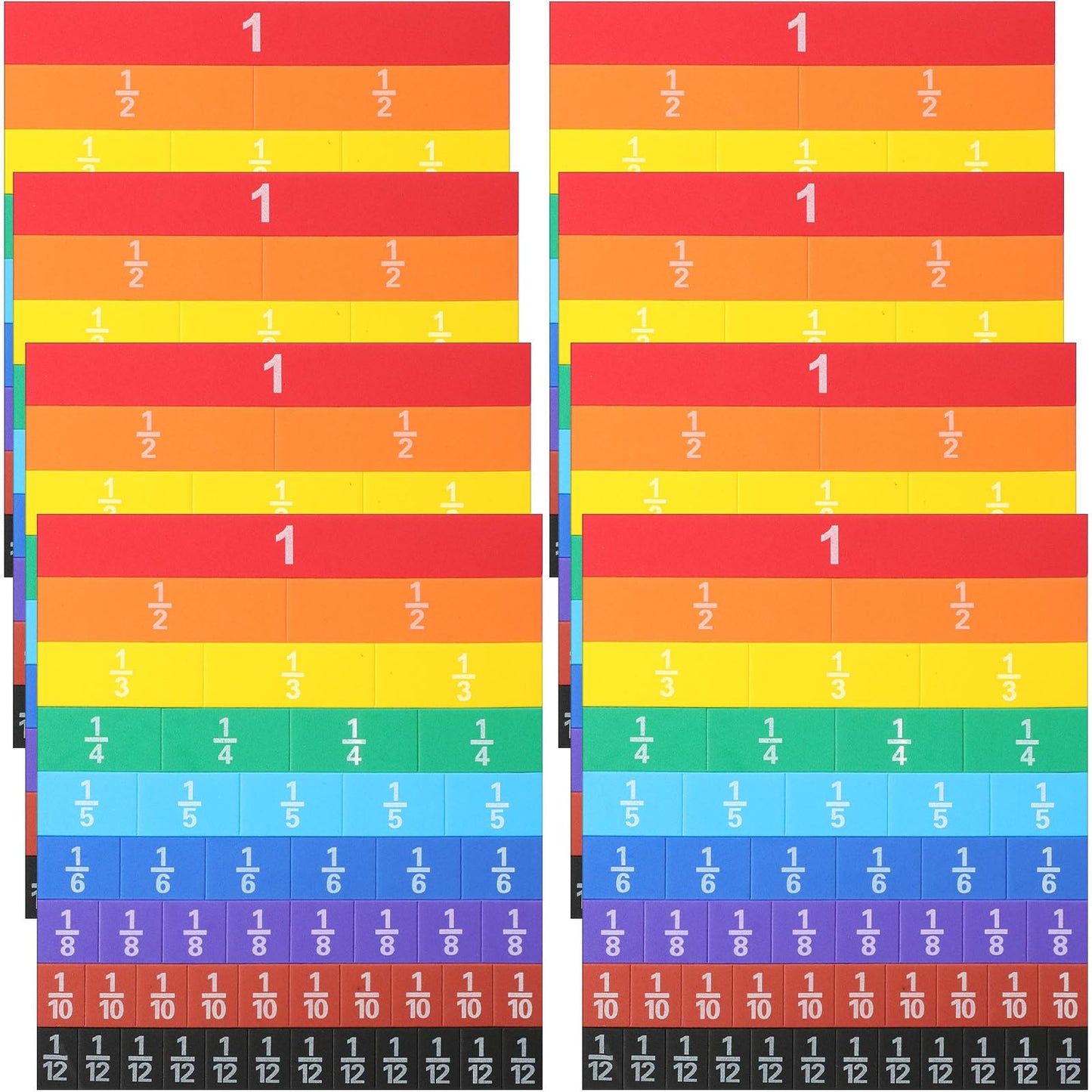 Sayglossy 8 Sets Fraction Tiles Sets for Math Fraction Manipulatives Montessori Math Materials EVA Foam Algebra Tiles Games for Classroom Teaching Aids, Homeschool Supplies