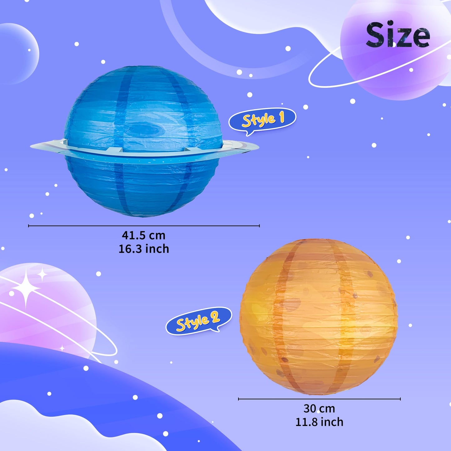 8 PCS Planet Paper Lanterns Outer Space Party Decorations Solar System Planets Hanging Lantern for Kids Space Theme Party Birthday Room Classroom Decorations