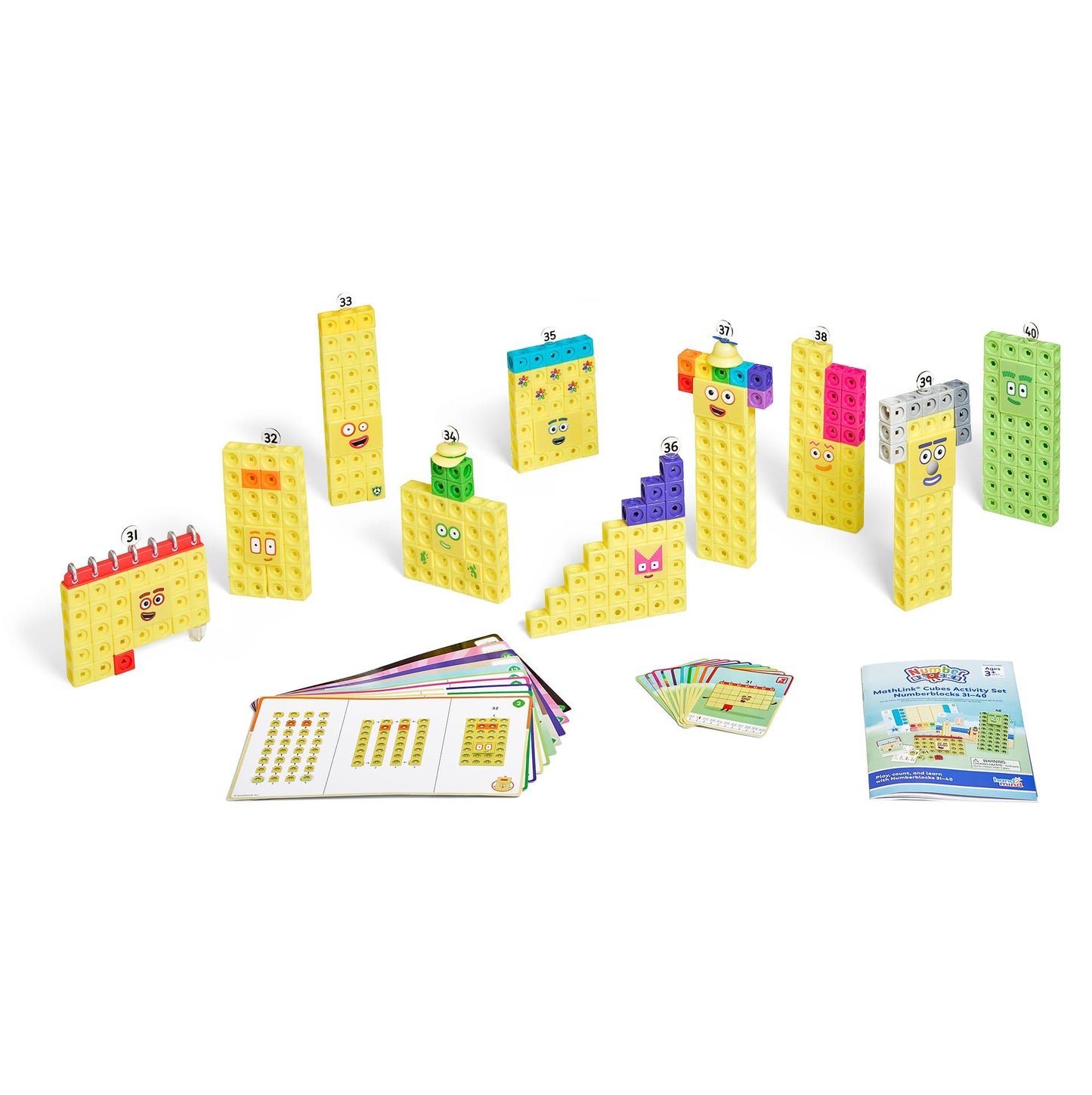 hand2mind Numberblocks 31-40 MathLink Cubes Activity Set - Learn Numbers & Early Math Skills, Preschool and Kindergarten Learning Activities, Educational Toys for Kids, Counting Math Manipulatives