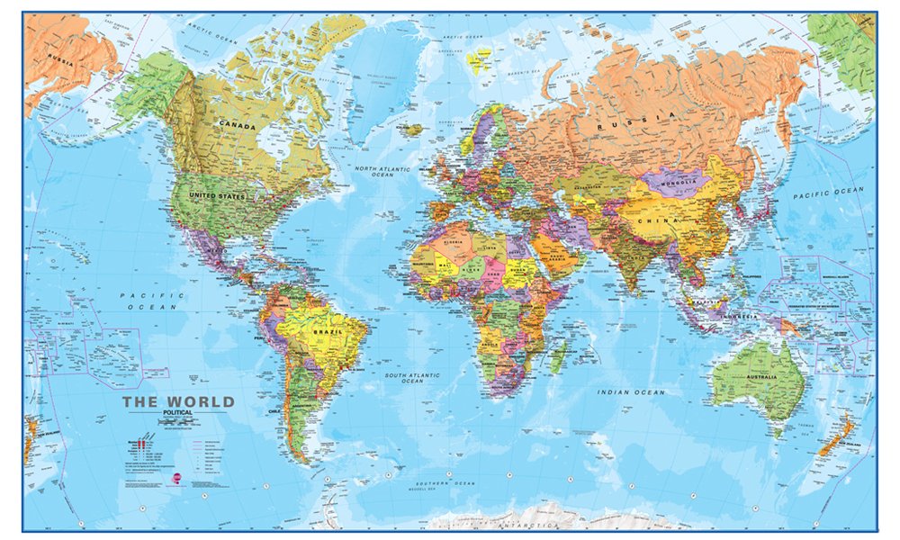Maps International Giant World Map - Mega-Map Of The World - 46 x 80 - Fully Laminated - 2026 Updated