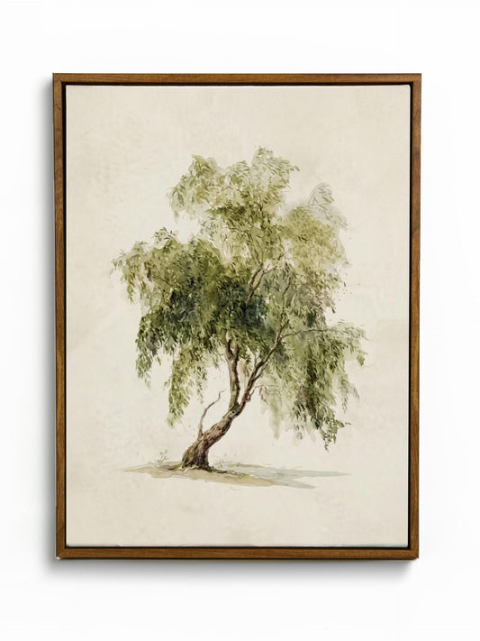 Framed Vintage Willow Trees Canvas Wall Art Rustic Watercolor Plant Prints Country Landscape Poster Green Botanical Pictures Calm Paintings Farmhouse Home Wall Decor for Bedroom Office