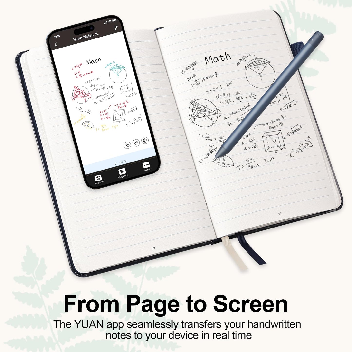 Yuan Smart Digital Notebook with Pen, Smart Pen for Note Taking Real-Time Sync-to-Digital, Smart Writing for Meeting Class Creation, Digitizing, Store, and Share Handwritten Notes via App(iOS/Android)