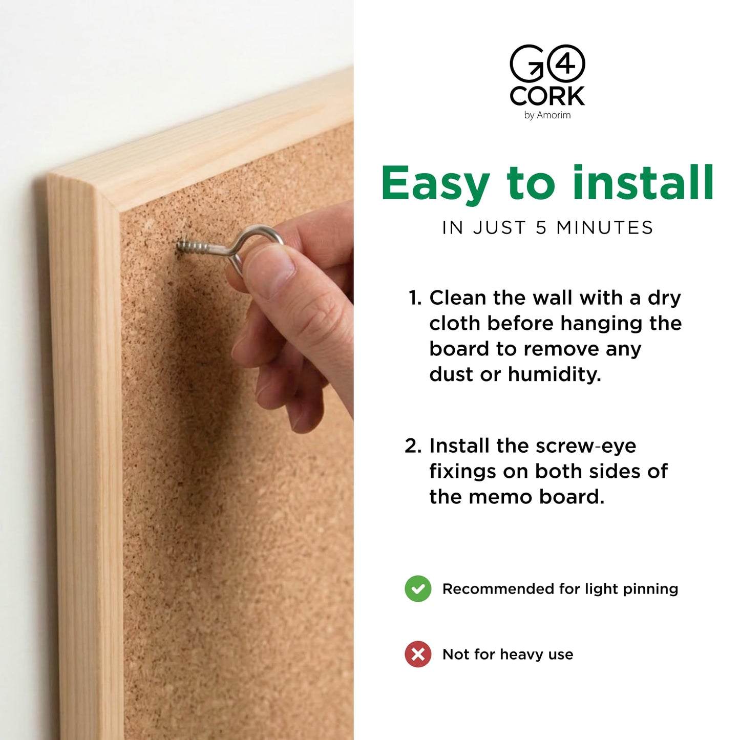 Go4Cork Framed Cork Bulletin Board - 35.4”x 23.6” | Wall Mounted Premium Double-Sided Pine Frame Eco Cork Memoboard | Office Home Classroom Organization Decor | Pushpins & Set Up Accessories Included