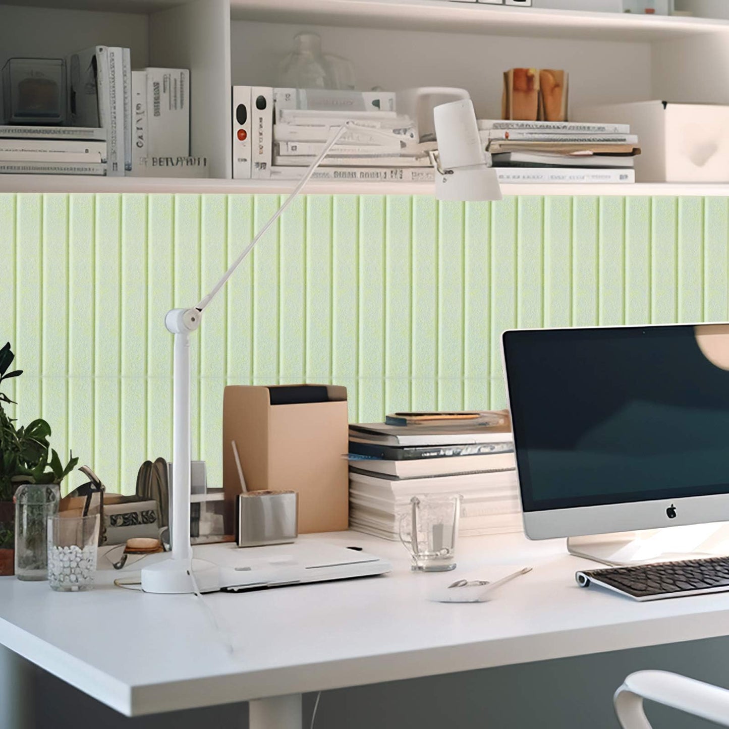 Honoson 12 Pack 48"x 36" Large Cork Board Alternative Felt Bulletin Board Wall Tiles with Safe Square Adhesive Roll Cork Tiles for Walls Home Office Classroom Back to School Pin Panels(Sage Green)