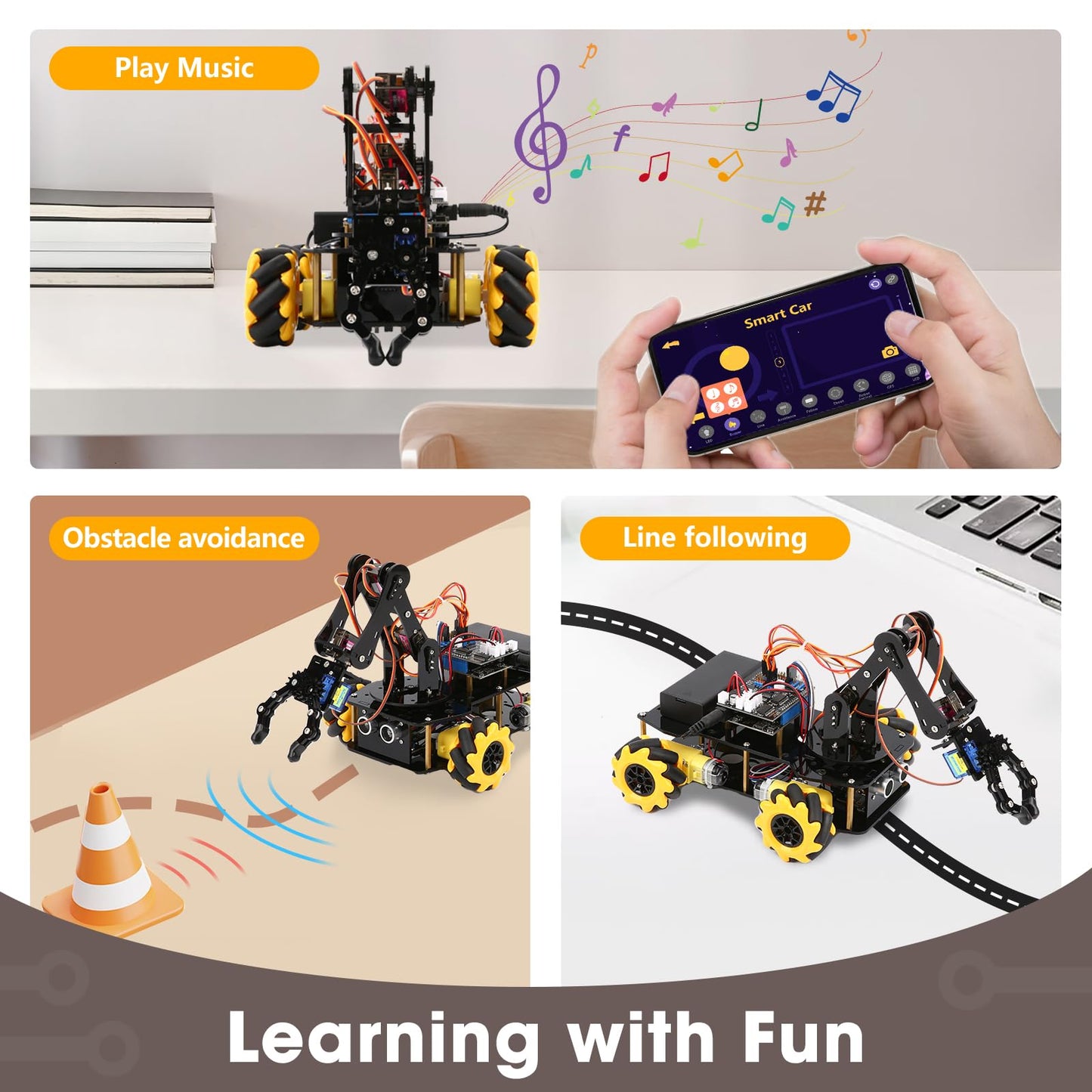 Robotics for Kids Ages 8-12, ACEBOTT Smart Robot Arm Car Kit with 5DOF, STEM Toys for Boys Age 8-12 12-16+, ESP32 Arduino/Python/Blockly Coding, App & Remote Control, STEM DIY Gift for Teens & Adults