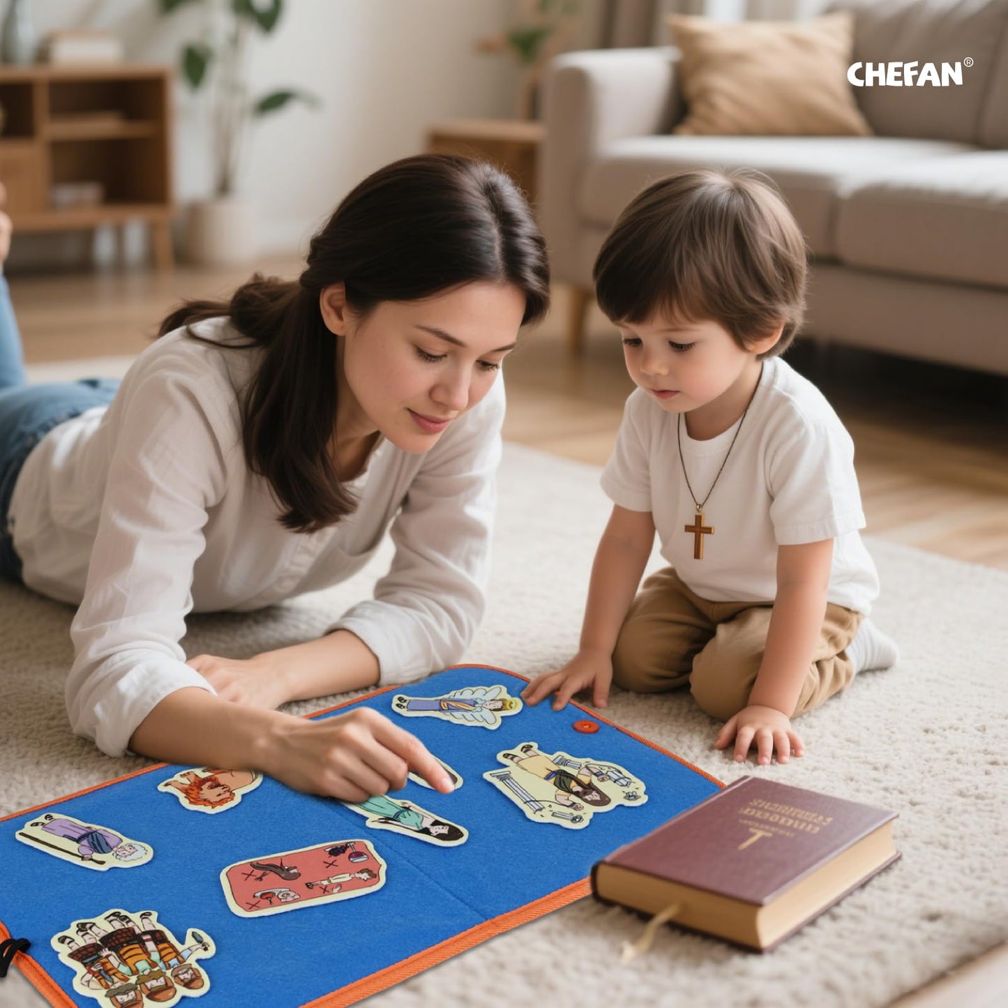 CHEFAN 4 Pack Felt Board Bible Stories Set, Flannel Board Stories Elijah and The Widow|Samson and Delilah|Joshua and The Battle of Jericho|Tower of Babel, Precut Flannel Graph Bible Toys for Kids…