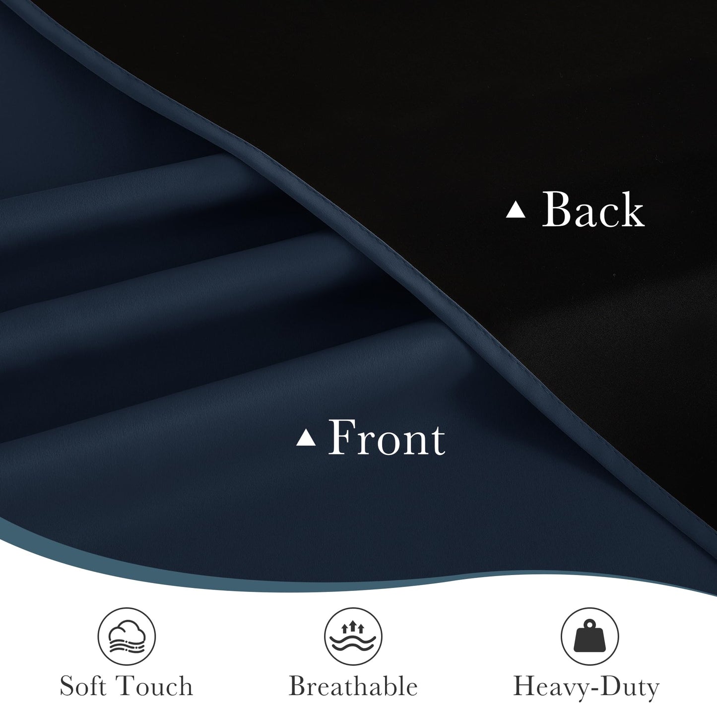 PONY DANCE Navy Blue Back Door Curtains for Door Window, 100% Blackout Dual Rod Pocket Privacy French Curtain for Kitchen, Thermal Insulated Small Window Drapes for Classroom, W25 x L40, 1 Panel