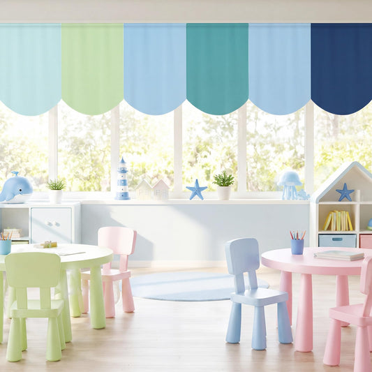 Tiamon 6 Pcs Classroom Curtains 36 x 24 Inch, Colorful Polyester Window Drapes for School, Back to School Decorations, Window Decor for Kindergarten Daycare Primary Learning Spaces(Ocean)