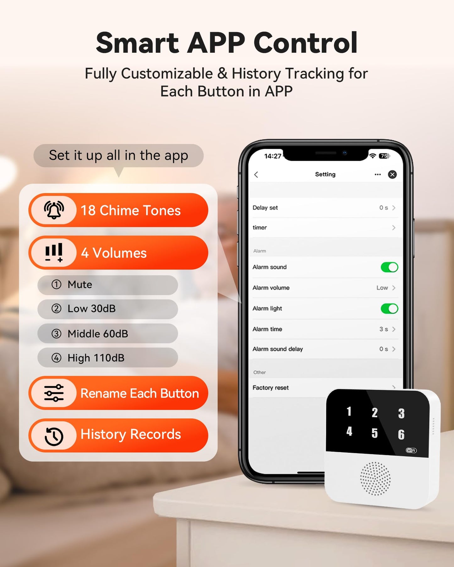 PILSAMAS WiFi Caregiver System - 2 Smart HUBs with Flashing Caller ID & APP Alert, 2 Waterproof Wristband + 2 Call Buttons, No Monthly Fee, Medical Alert Systems for Seniors at Home & Nursing Homes