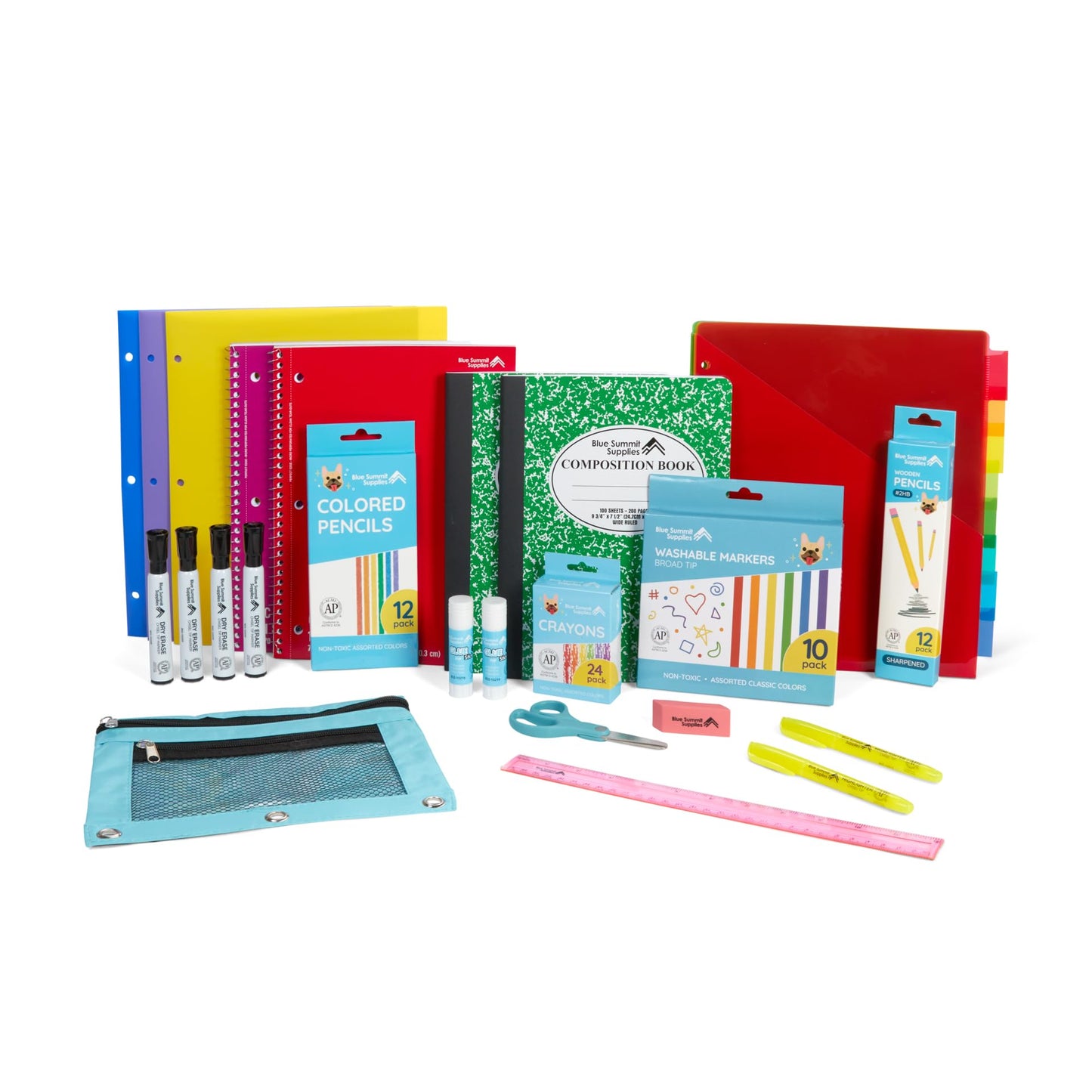Blue Summit Mega Kindergarten and 1st Grade School Supplies Kit, School Supplies for Kindergarten for Boys and Girls, Mega Bulk Box with 71 Pieces