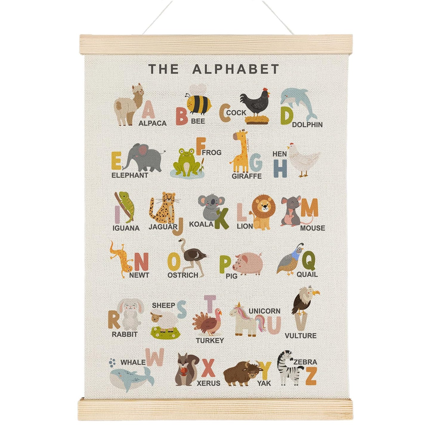 Nrleey Animal Alphabet Toddler Room Wall Art Poster Hanger, Animal Nursery Decor, ABCs Educational Posters Wall Decor for Kids Room Nursery Playroom Classroom Home, 12x16 Inch