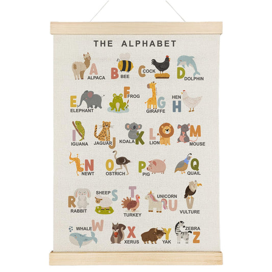 Nrleey Animal Alphabet Toddler Room Wall Art Poster Hanger, Animal Nursery Decor, ABCs Educational Posters Wall Decor for Kids Room Nursery Playroom Classroom Home, 12x16 Inch