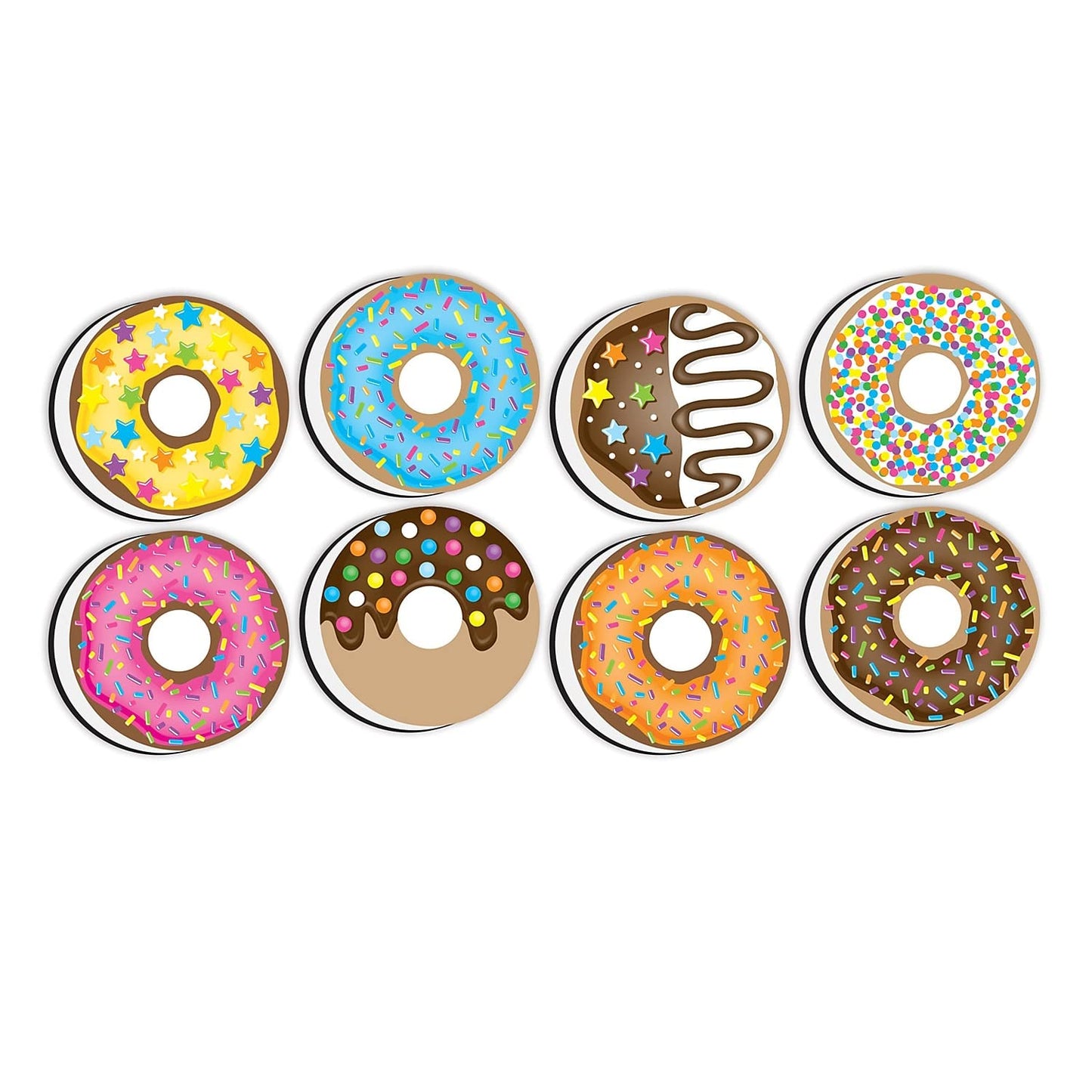 Ashley Productions Non-Magnetic Mini Whiteboard Erasers, DonutFetti, 8-Pack, Model Number: ASH78009
