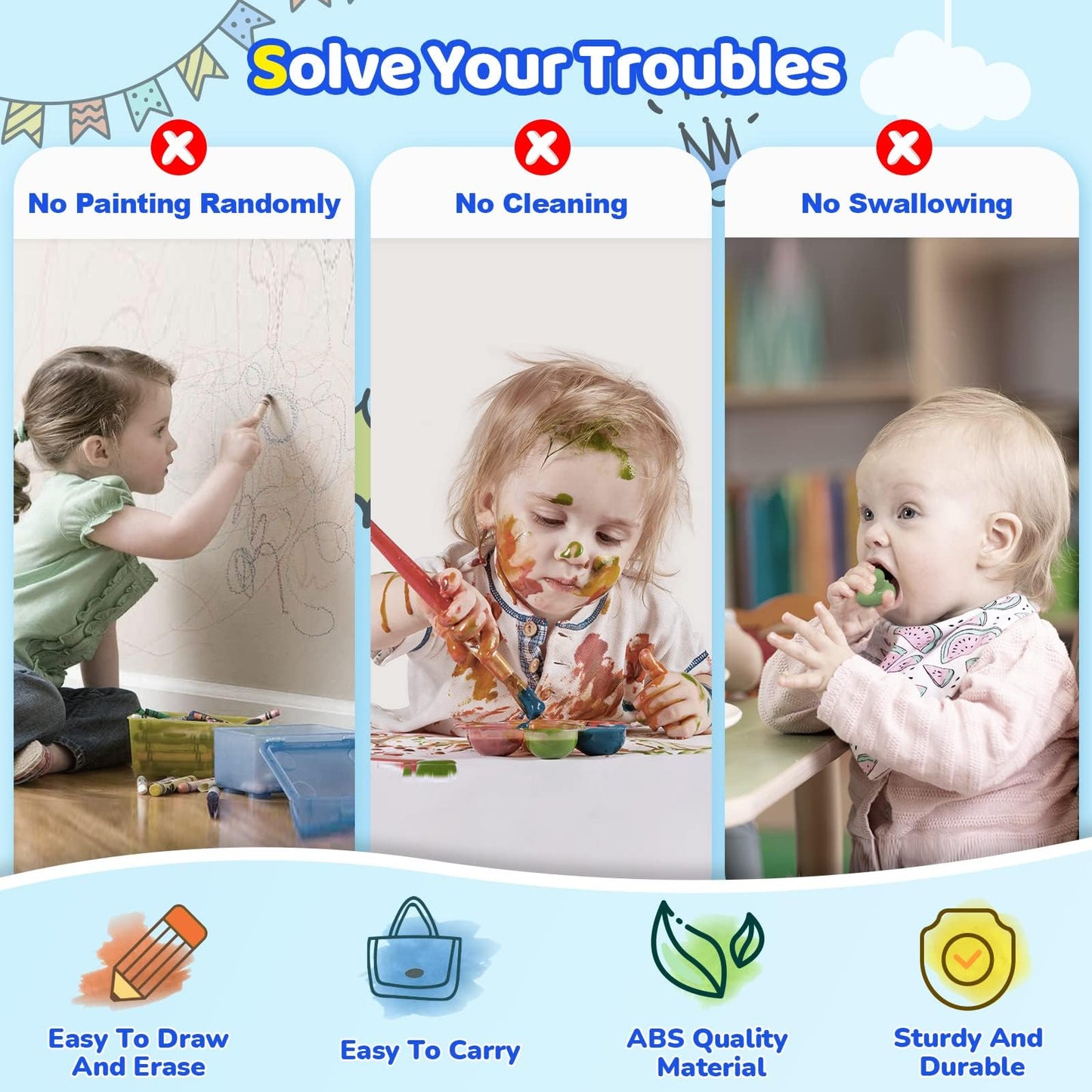 Kikidex Toddlers Toys Age 1-3, Magnetic Drawing Board, Doodle Board Pad Learning and Educational Toys for 1 2 3 Year Old Baby Kids Birthday Gift (Dark Blue)