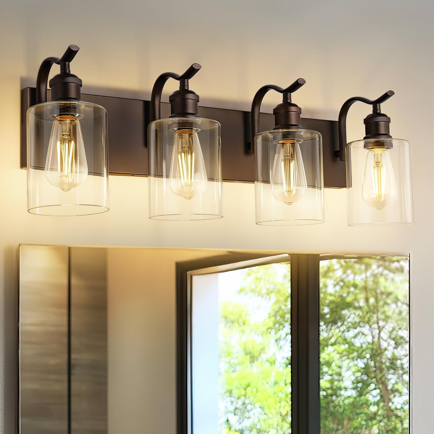 JAZAVA 4 Light Bathroom Vanity Light Oil Rubbed Bronze & Clear Glass ZCVL01ORB-4