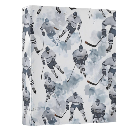 Ice Hockey Black Round Ring Binders 1.5 Inch Bandy Ball Sports 3 Ring Clipboard Binder for Office School Work Supplies File Folder 200 Sheet Capacity