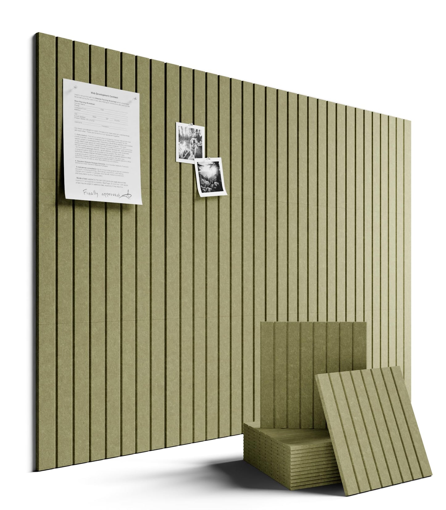 Fluxynara Large Felt Bulletin Board 48" x 36" Cork Board Alternative-12 Pack with 70 Safe Removable Adhesive Tabs, Cork Boards for Walls Cork Board for Home Office Classroom Pin Board (Olive Green)