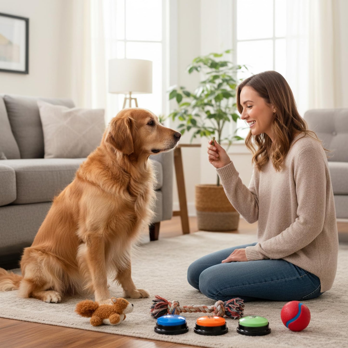 Set of 10 Dog Buttons for Communication, Dog Training Talking Buttons Starter Set, Recordable Buttons for Classroom 30-Second HD Recording, 100 Stickers
