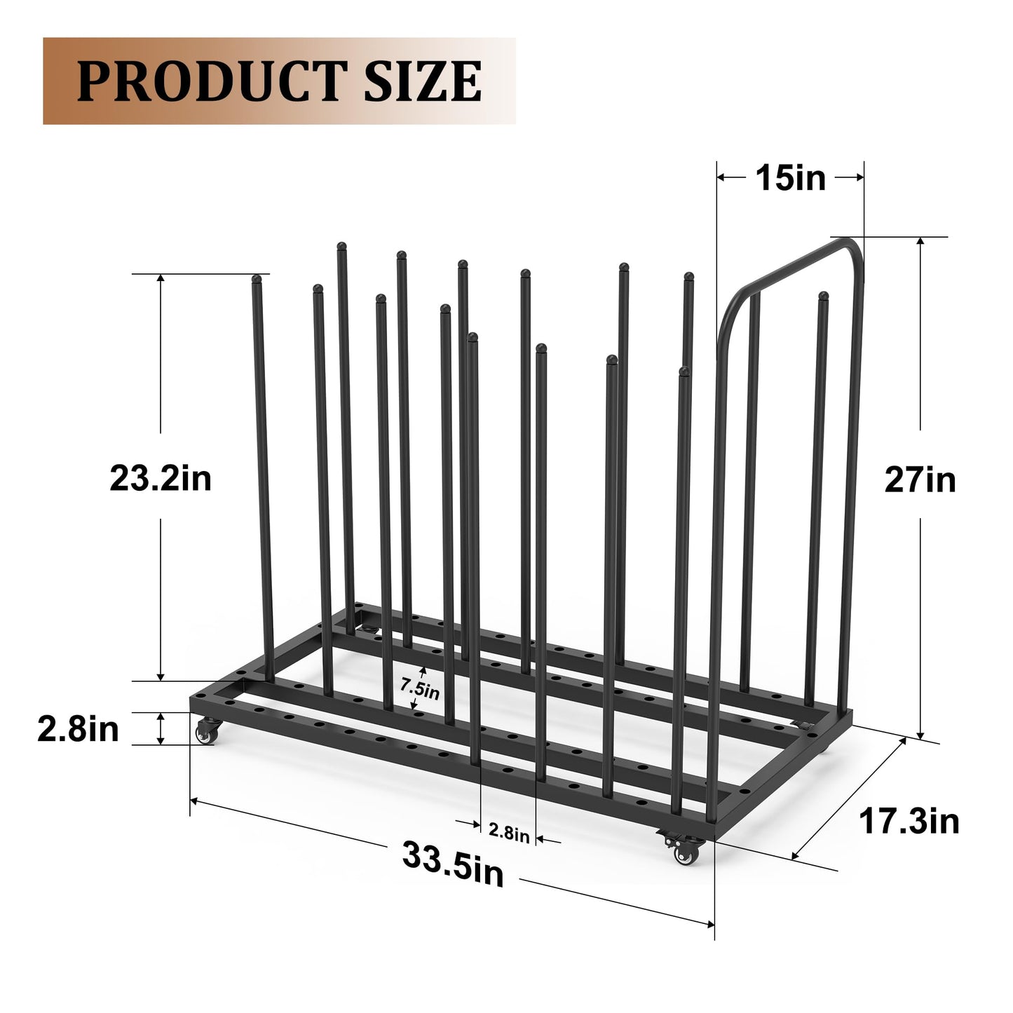 GARVIN Art Storage Rack with Caster Wheels, Art Drying Rack Metal Storage Stand with 7 Slots, Heavy-Duty Canvas Organizer for Artwork, Prints and Panels for Art Studio, Classroom and Gallery