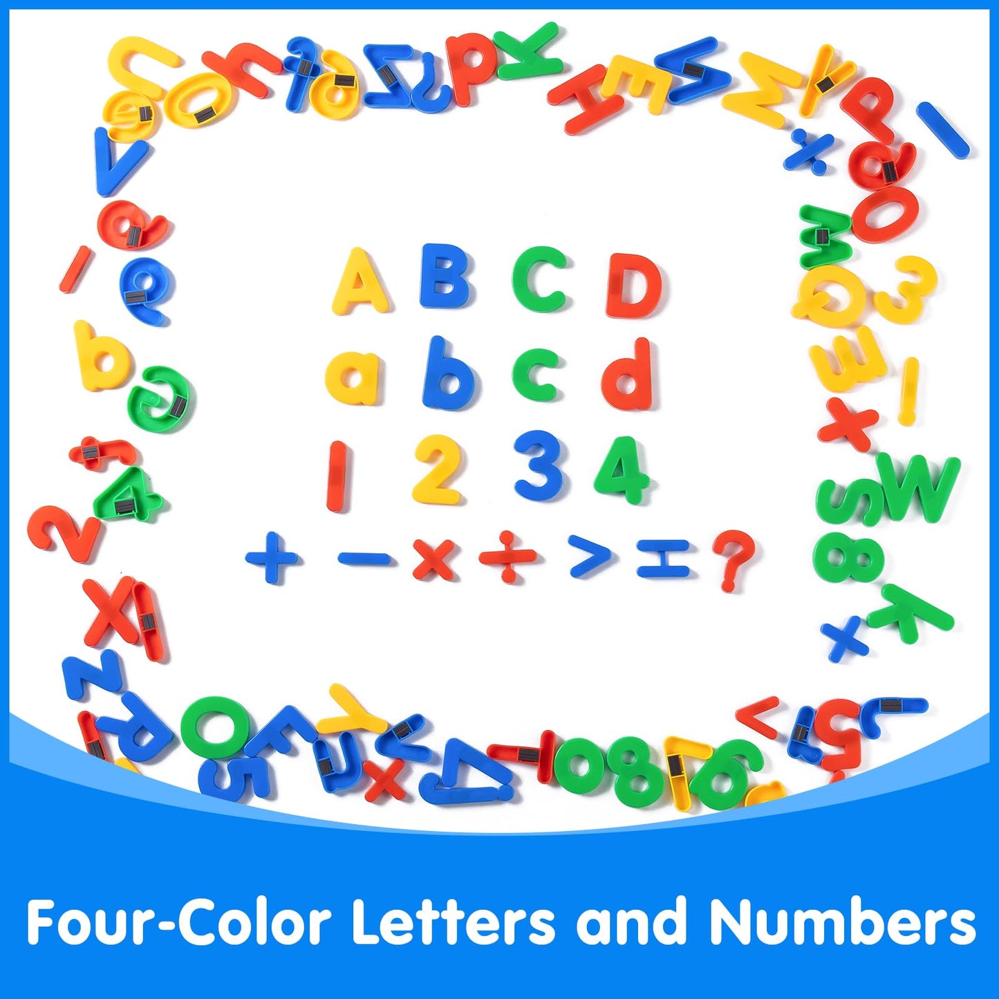 Odoorgames Magnetic Letter and Number Trays (13" X 10") - 100 Pcs Math Linking Cubes with 384 Cartoon Stickers