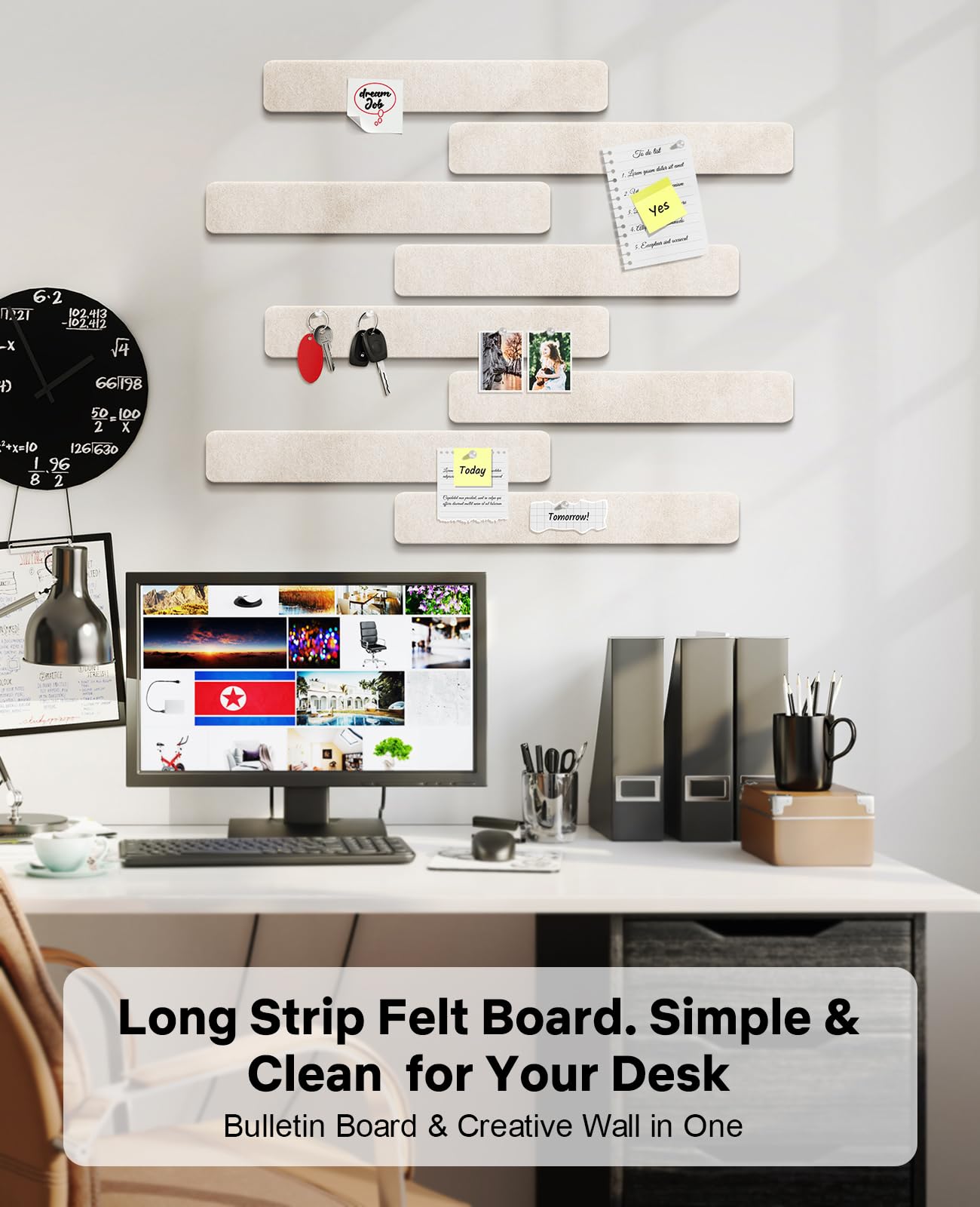 Small Cork Bulletin Board Tiles, Felt Wall Decor and Office Desk Accessories for Vision, Message Center, Picture and Prayer Board, Dorm, Room, Home Office Essentials and Organization(Oatmeal)