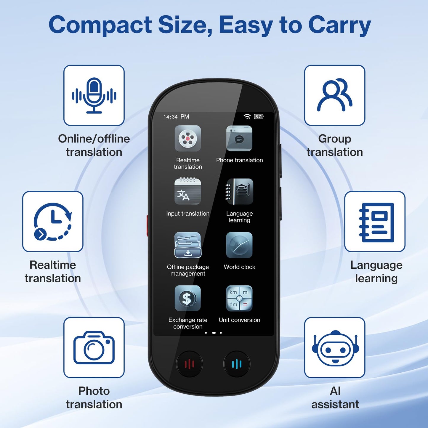 FancyDove AI Translator Device, Real-Time Two-Way Instant Voice Translator, 149 Languages Translator, Voice & Photo Translation for Travel, Business & Study, Traductor de Voz