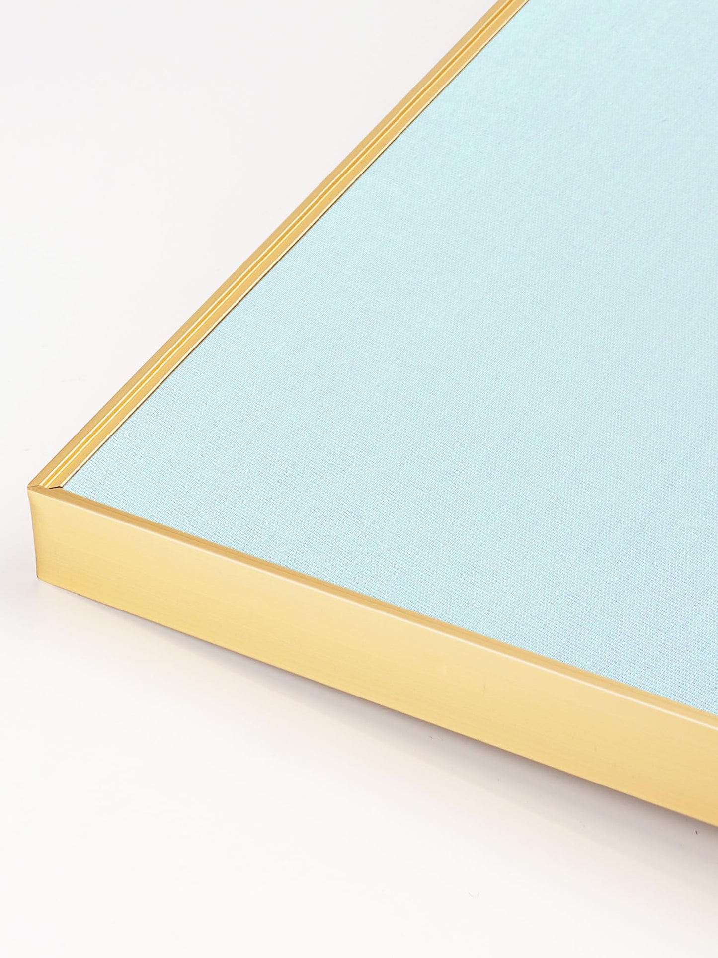 Lightomorrow Bulletin Board 30 x 20 inches, Light Blue Pin Board, Golden Aluminum Framed Fabric Cork Board with 10 Push Pins