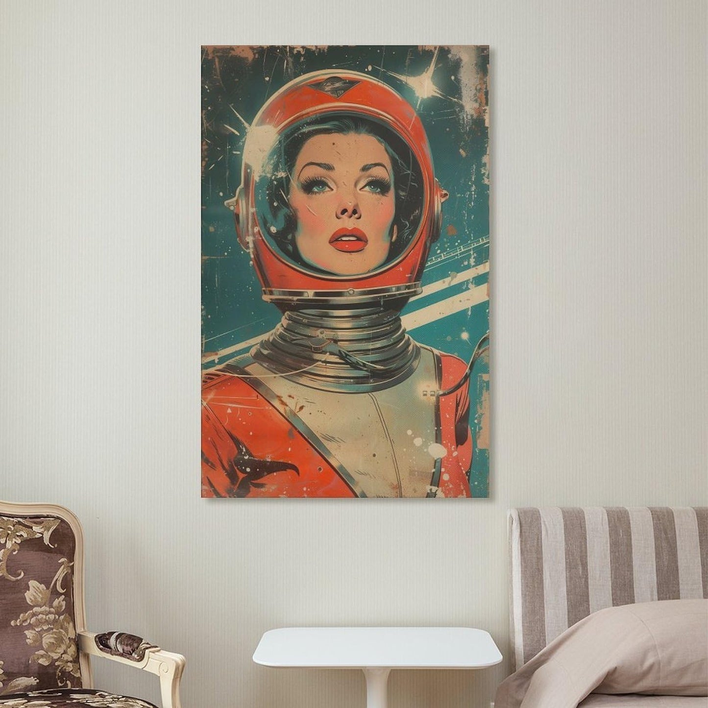 JHXNJDPOST Retro Mid-Century Modern Astronaut Canvas Wall Art Aesthetic Decorative Painting Living Room Restaurants, Pool Halls And Hotelsstyle-10 16x24inch(40x60cm)