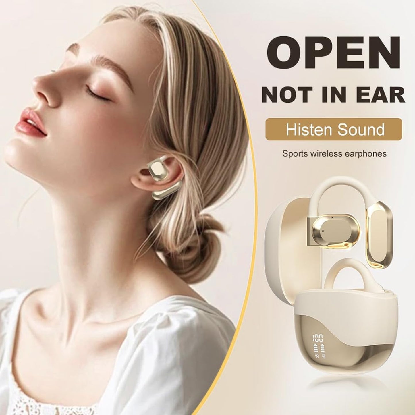 Wireless Earbuds for Real Time Translation 144 Languages, AI Translator Earbuds with App, Bluetooth Headset for Travel, Business Meeting and Language Learning