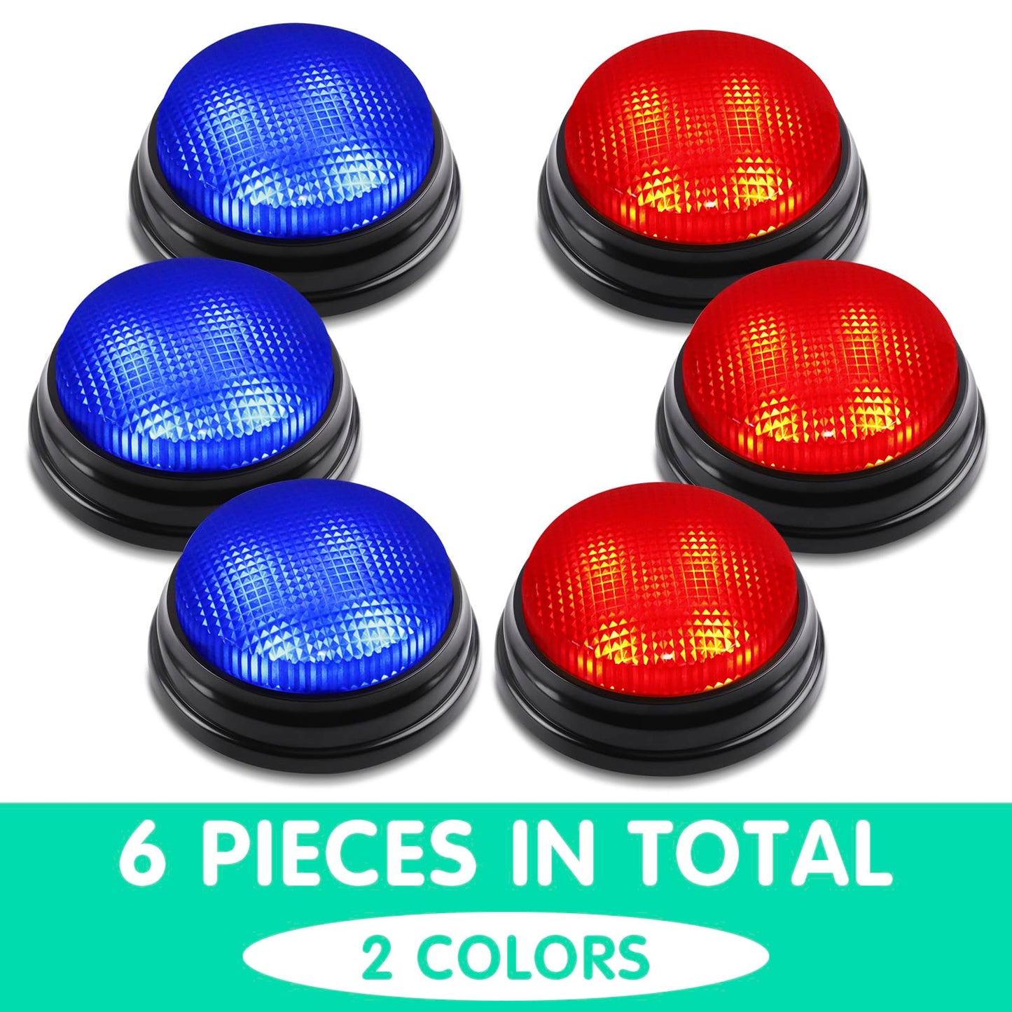 BEAN LIEVE 6-Pack Game Buzzers - Team Answer Buzzers with Lights and Sound Classroom Buzzers Buzzer Buttons for Game Show Develops Social Skills