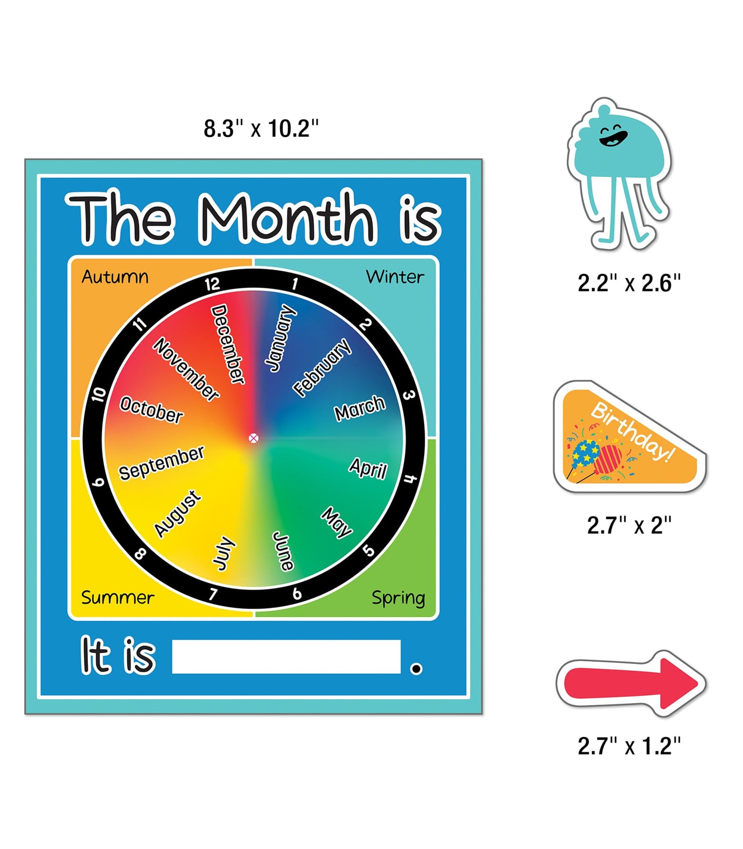 Carson Dellosa Happy Place 139 pc Set Calendar, Monthly Headers, Birthday, Holidays, Numbers Cover Ups, Seasons, Weather, and Days of The Week Chart for Classroom, Bulletin Board, Wall Decor