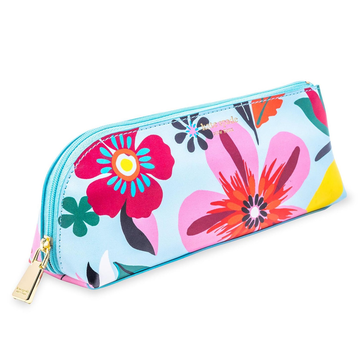 kate spade new york Pen and Pencil Case with Supplies for Adults, Zip Pouch Includes 2 Pencils, Sharpener, Eraser, and Ruler (Safari Floral)