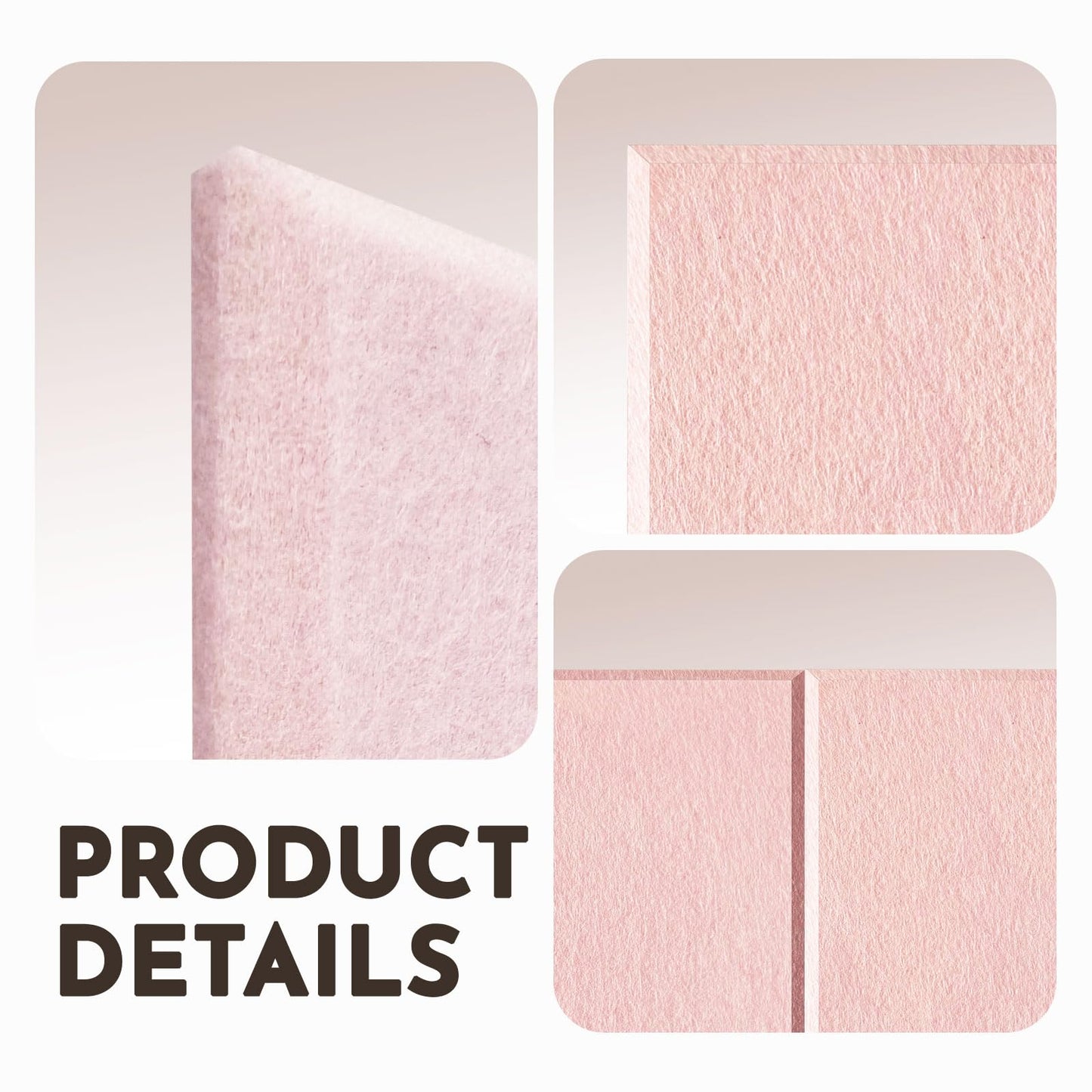 MISSDAY Pink Acoustic Wall Panel Felt Bulletin Board 48" x 36" Cork Board for Wall, 12-Pack Boards with 72 Removable Adhesive Tabs, 50 Pins, Pin Board for Home Office Classroom Soundproof Wall Tile