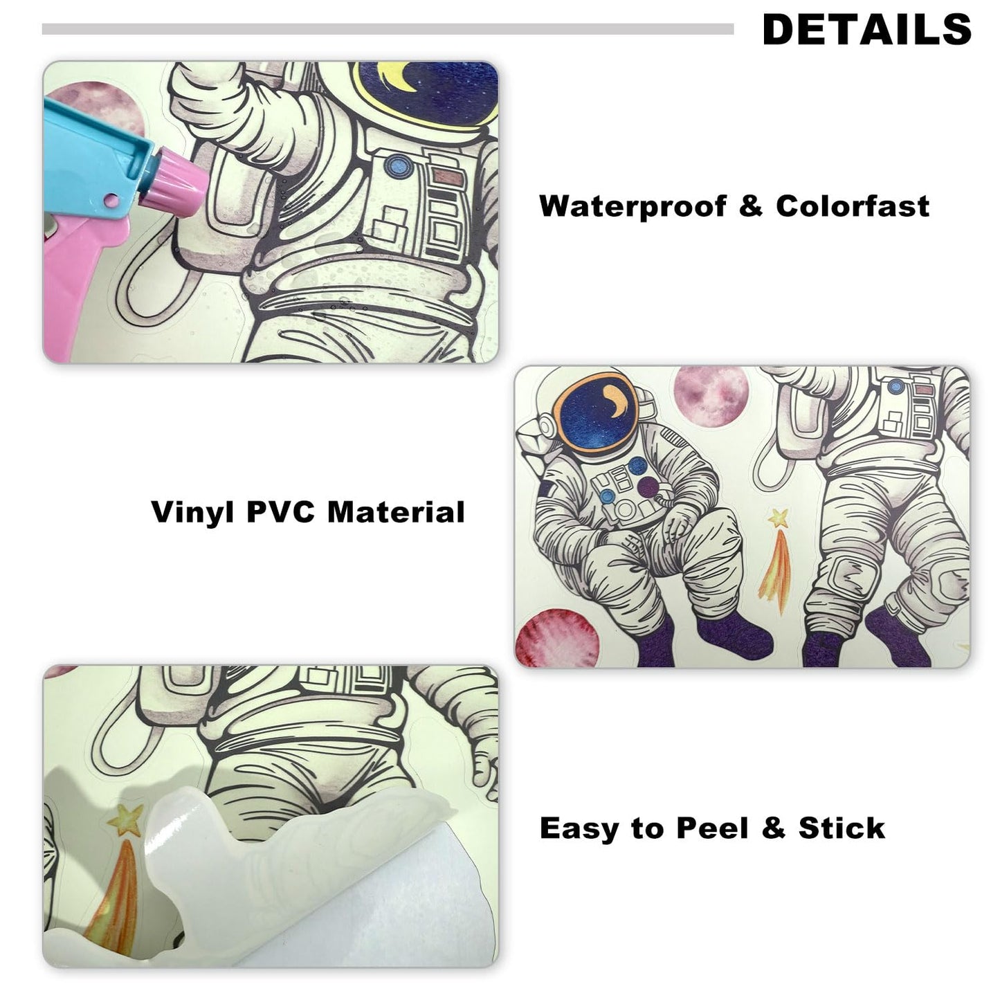 Glow in The Dark Solar System Wall Stickers 5 Sheets Bright Astronaut Planet Star Rocket Decals Peel and Stick Clings for Kids Room Bedroom Decoration