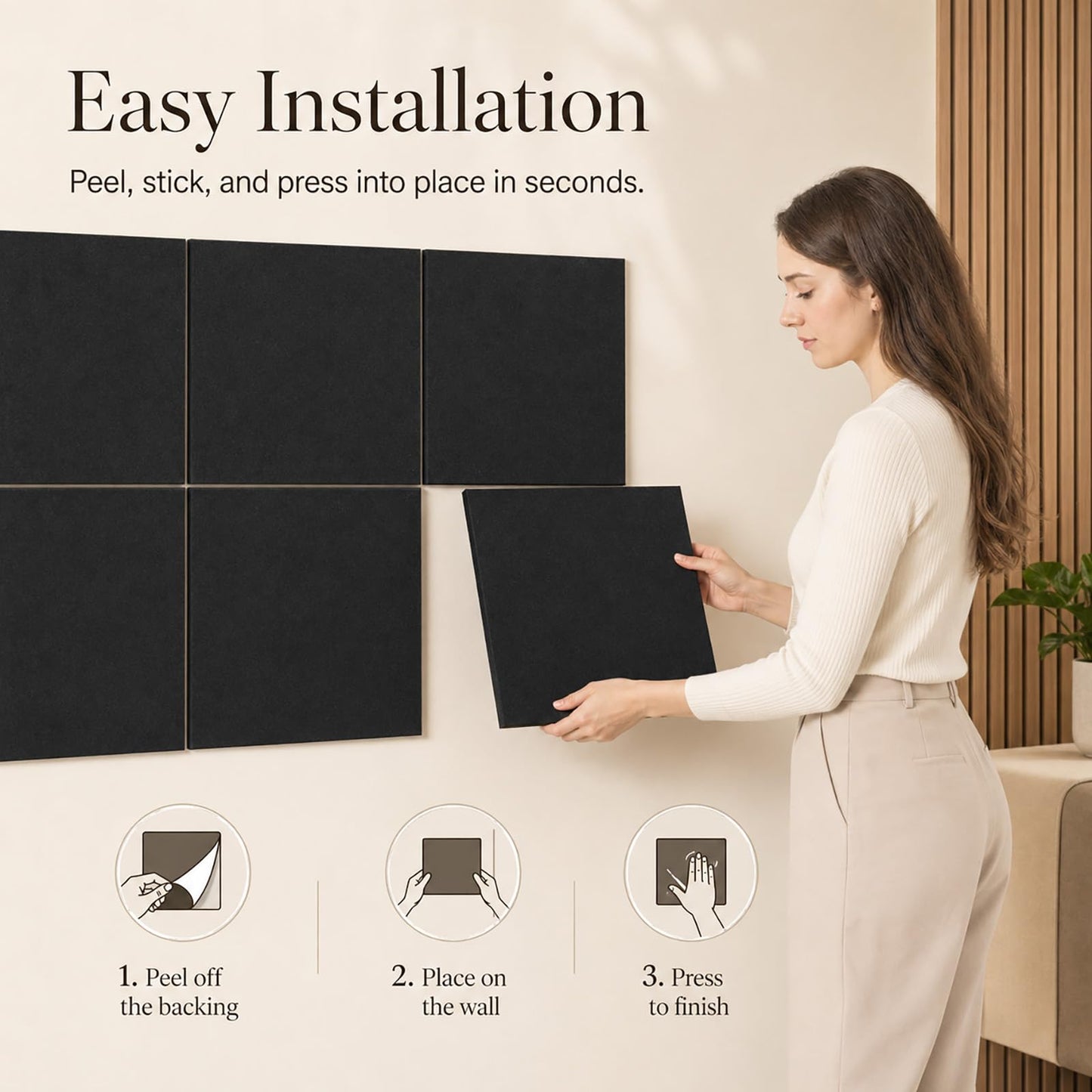 Baysola Felt Bulletin Board Panels 48 x 36 Inch Self Adhesive Wall Tiles Cork Board Alternative for Office Classroom Photos Notes 12 Pack