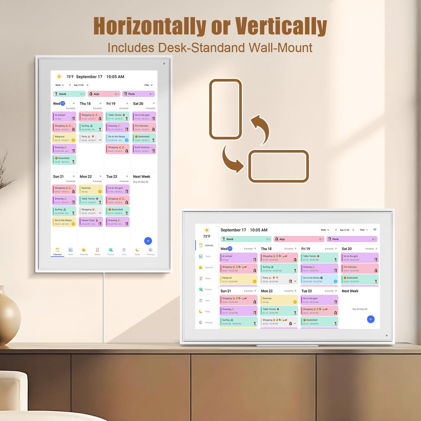 Smart Digital Calendar: 21.5-Inch Electronic Wall Calendars & Chore Chart, Full HD Interactive Touchscreen Display for Family Schedules Planner,Seamless Scheduling/Organizing-Wall/Desk Mountable