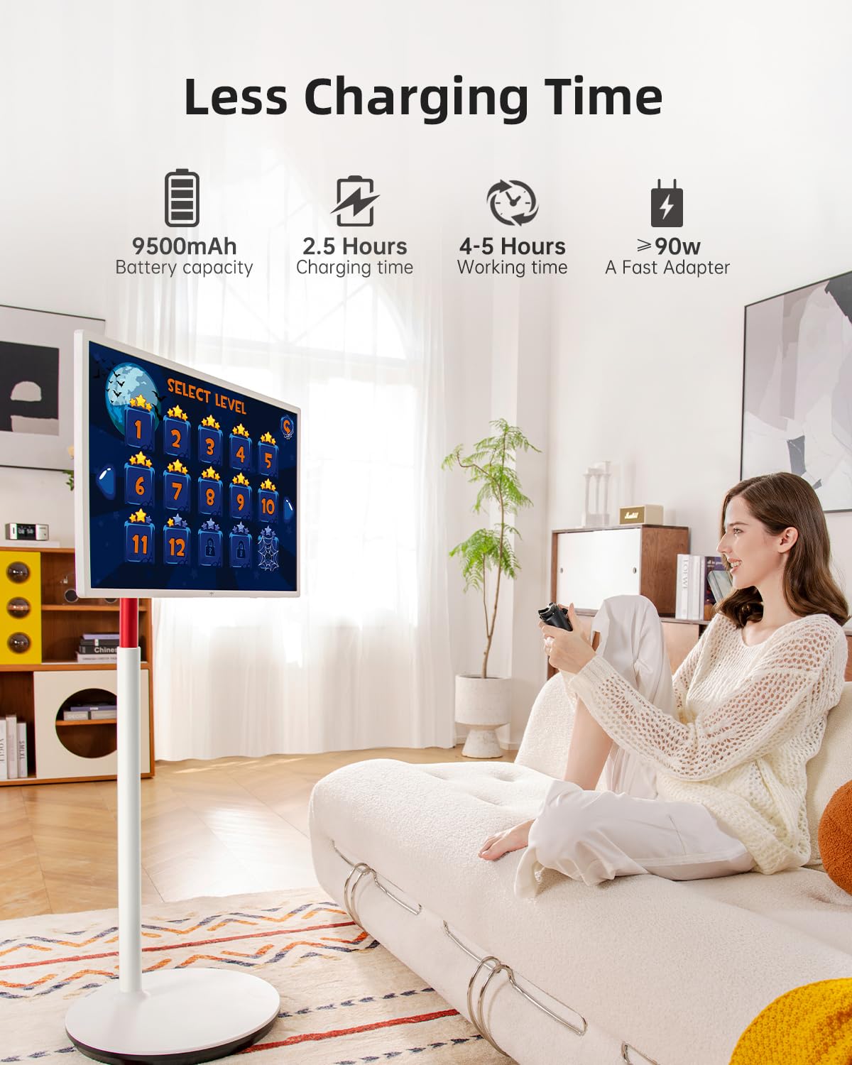 KTC MEGAPAD 32" 4K UHD Smart Portable TV, Google EDLA Certified, Touch Screen Portable Monitor, 8G RAM+128G Storage, 9500mAh Battery, Dual 6W Speakers, Full Swivel Rotation, Remote Control, A32Q7 Pro