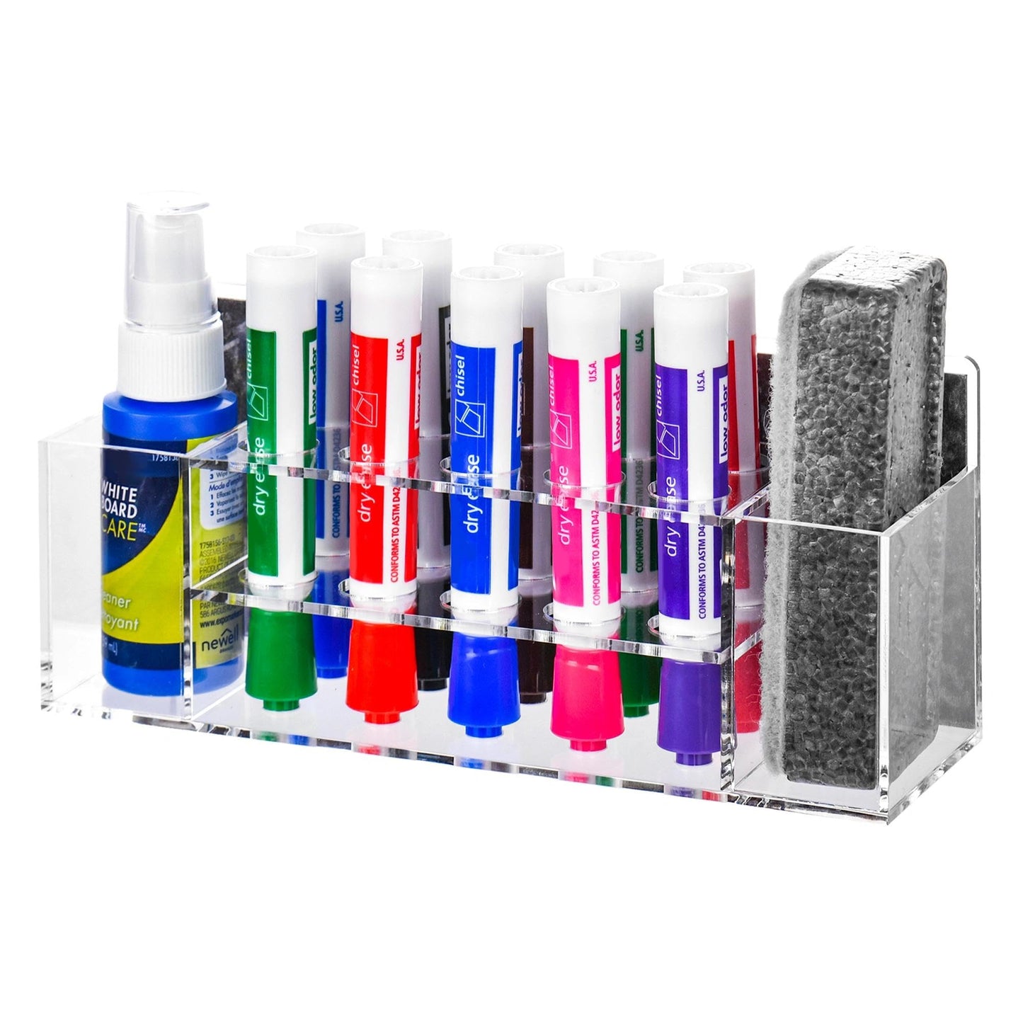 VieFantaisie Acrylic Magnetic Dry Erase Marker Holder, 10 Slots Clear Magnetic Marker Pen Holder, Magnet Storage for Whiteboard, Desk Locker Organizer Accessories, Office, Classroom, Home