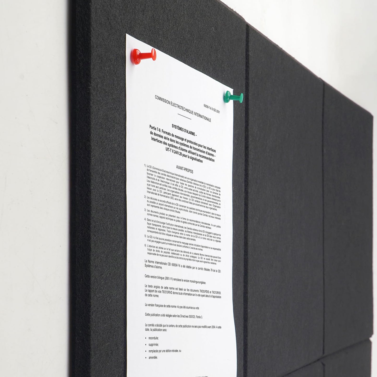 Large Cork Board Alternative 36" X 24" Bulletin Board - 6 Pack Removable Felt Wall Tiles with 15 pushpins, Large Cork Boards for Walls Cork Board for Office Pin Board Tack Board - Black