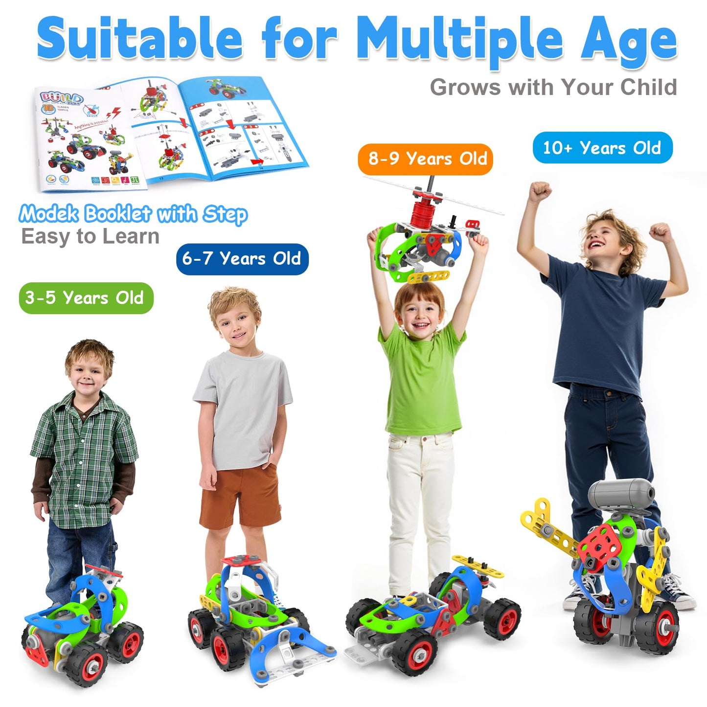10 in 1 Electric STEM Toys for 5 6 7 8 9+ Year Old Boy Girl Birthday Gifts Educational Building Toys for Kids Ages 4-8 5-7 8-12 Stem Activities Construction Toy for Boys 6-8 8-10 Holiday Idea Gift