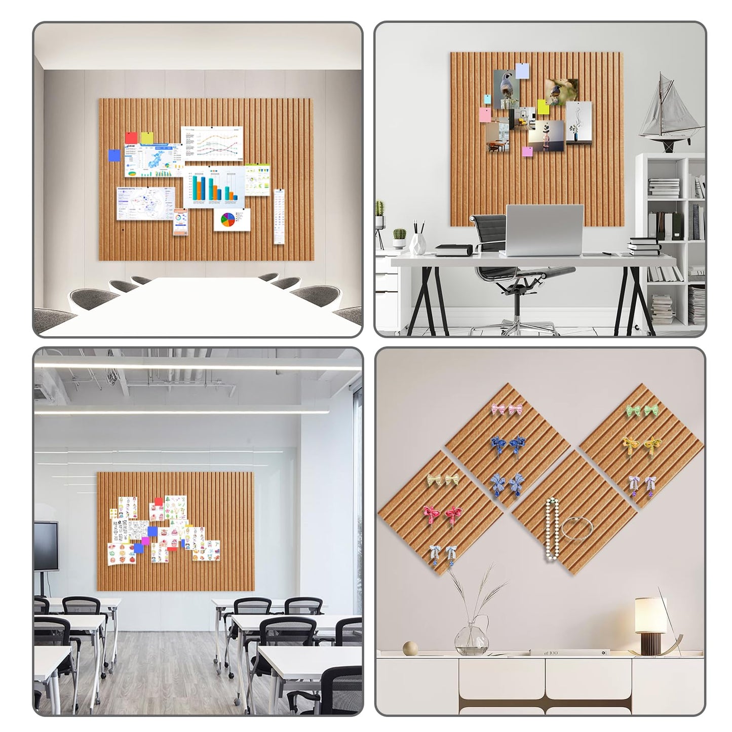Large Cork Board for Office Decor, 48"x 36" - 1/2” Thick Felt Bulletin Board, 12 Pack Felt Board with Safe Removable Adhesive Tabs, Pin Board Cork Boards for Walls - Burnt Orange