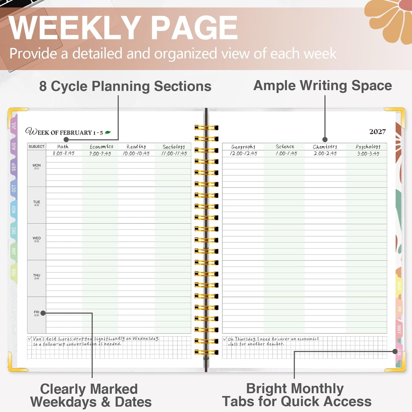 Teacher Planner 2026-2027 Academic Year, Academic Planners for Teachers from July 2026 to June 2027, 8.5"x11" Large Weekly & Monthly Lesson Planner with Pocket & Stickers for School Teachers Supplies