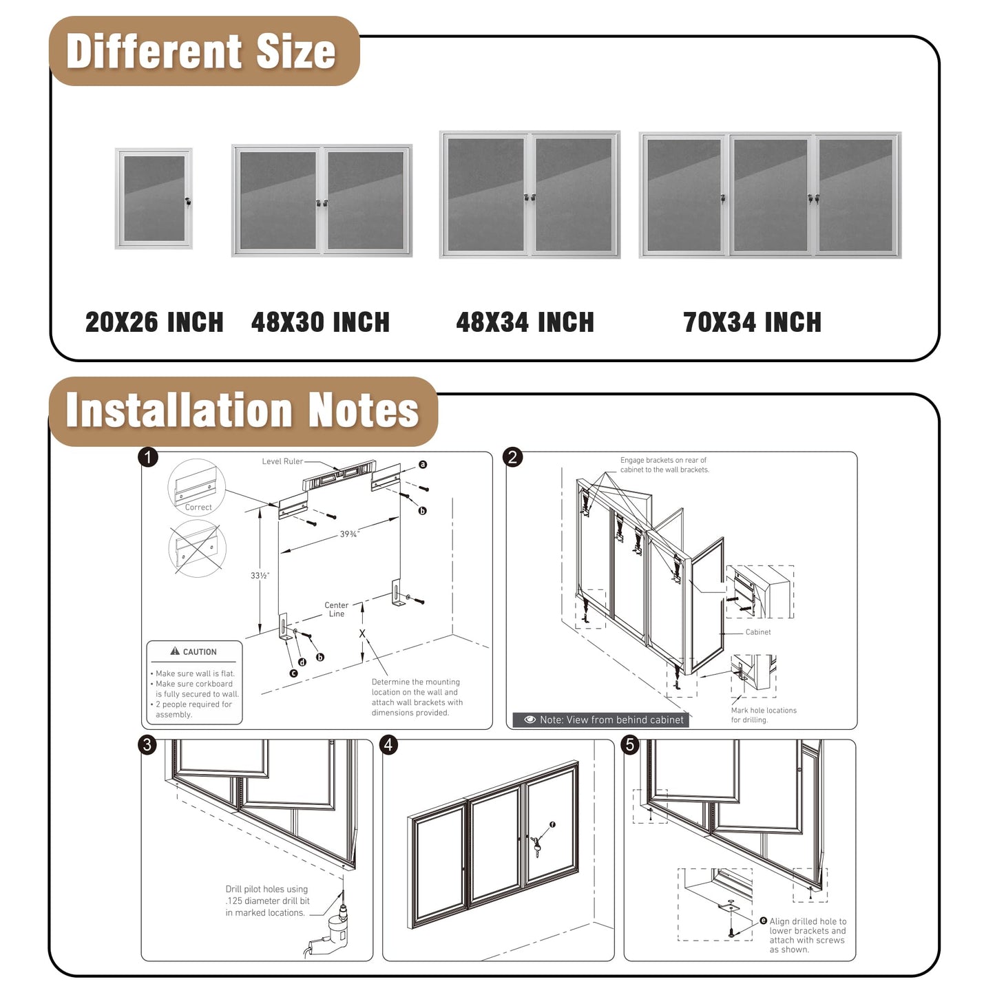 Mifuro 70"x34" Enclosed Bulletin Board, Outdoor Lockable Weather-Resistant Aluminum Cork Noticeboard for School & Office, Silver Frame w/Grey Flet