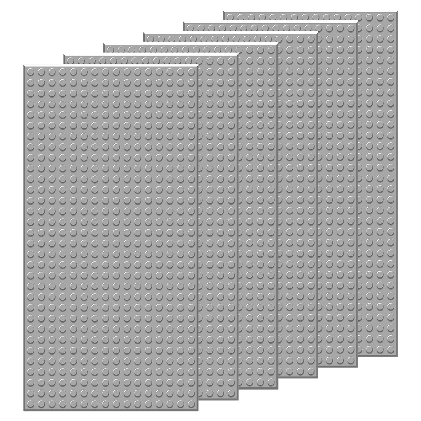 EKIND 6 PCS Classic 5" x 10" Building Baseplates, Compatible with Major Brands Toy Bricks, Encourage Logic & Creativity Through Play, Ideal STEM Activities for Children (Gray)
