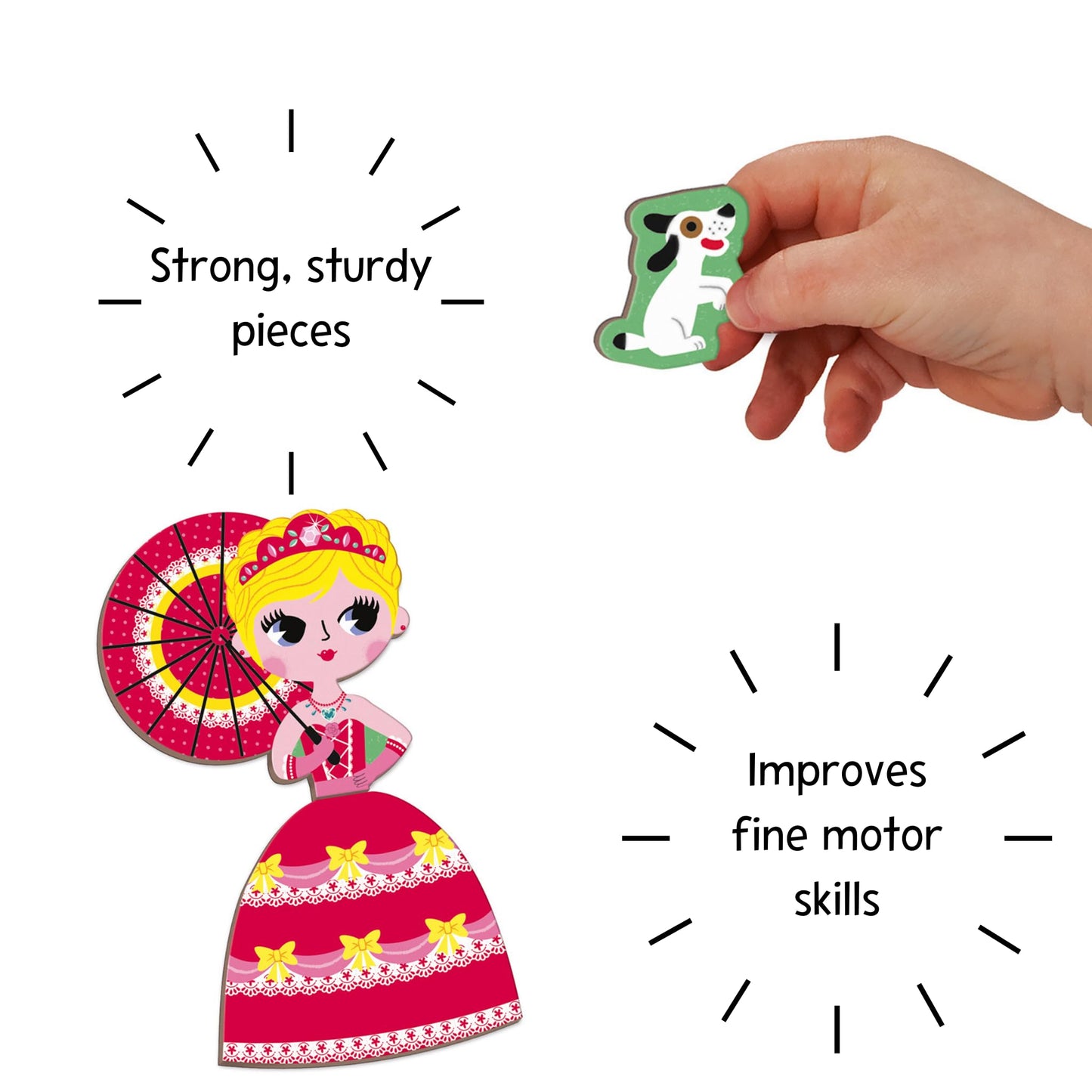 Janod MagnetiBook 63 pc Magnetic Princess Costumes Dress Up Game - Ages 3+ - J02725