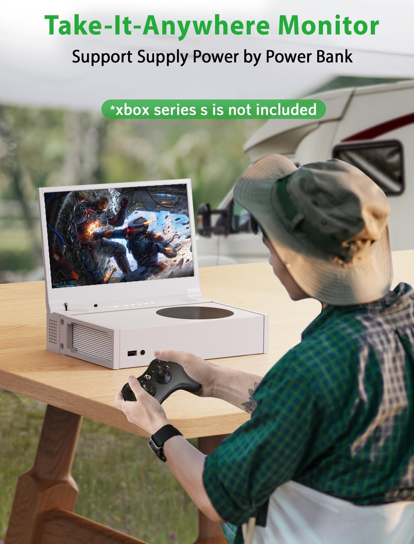 DEPGI 4K 14" Portable Gaming Monitor IPS Screen for Xbox Series S（not Included） with Remote Control, Portable Monitor with HDR10, AMD FreeSync, 2X HDMI for Indoor Outdoor Travel